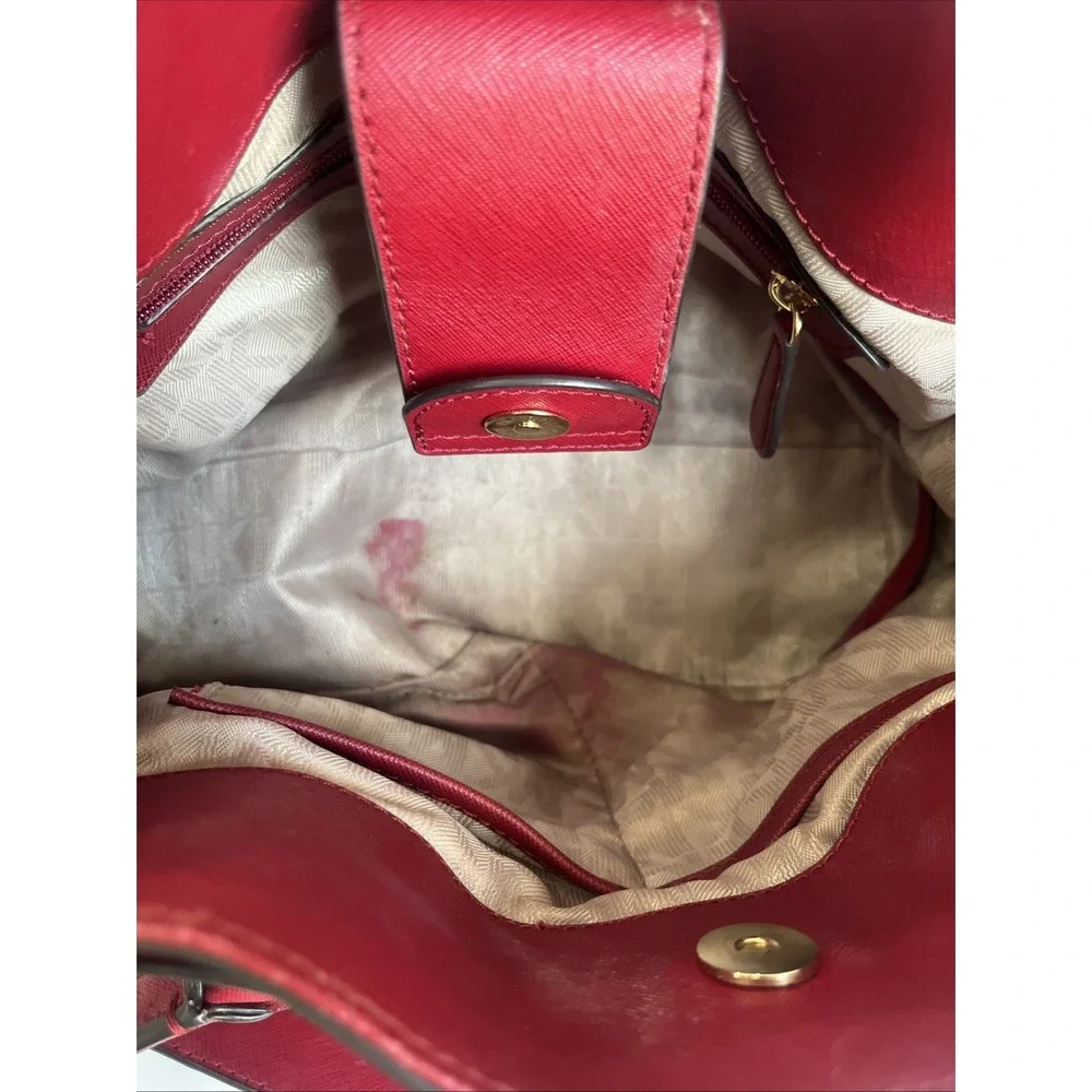 MICHAEL Michael Kors Hamilton Satchel Red Saffiano Leather